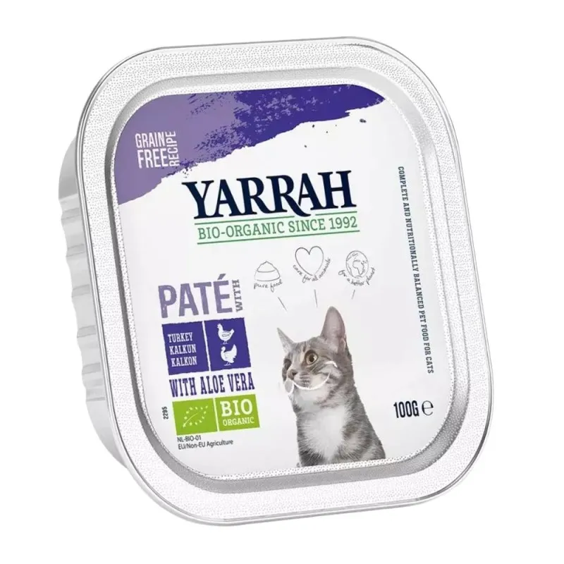 Hrana Umeda Bio pentru Pisici, Pate cu Carne de Pui si Curcan cu Aloe Vera, 100 g, Yarrah