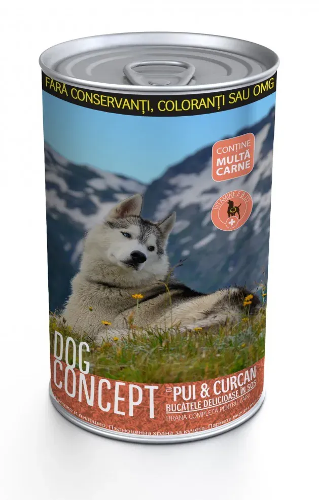 Hrana umeda caini, DOG CONCEPT Pui & Curcan, 1240 g