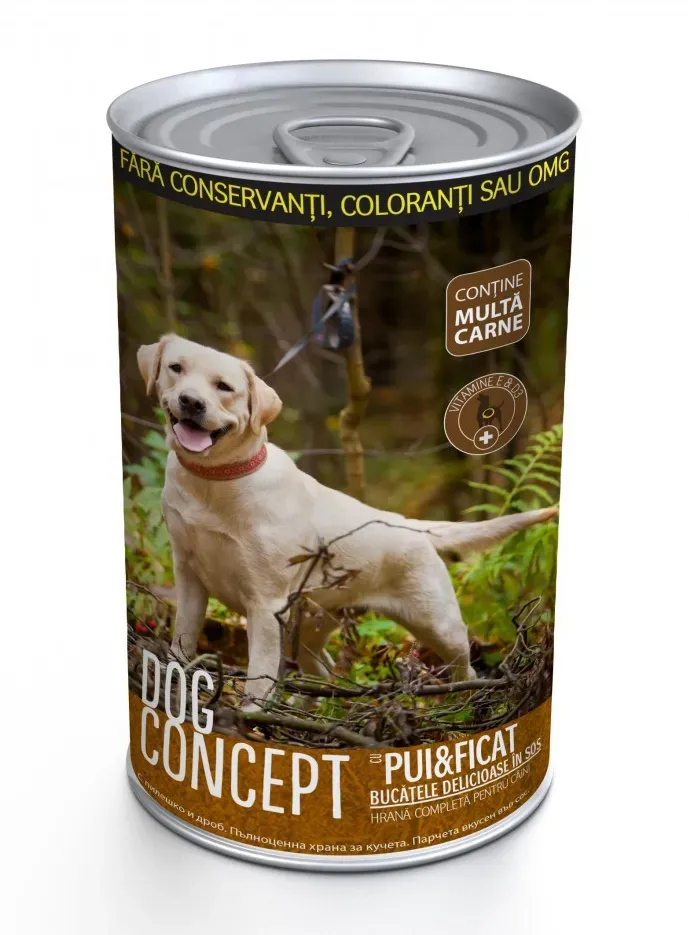 Hrana umeda caini, DOG CONCEPT Pui & Ficat, 1240 g