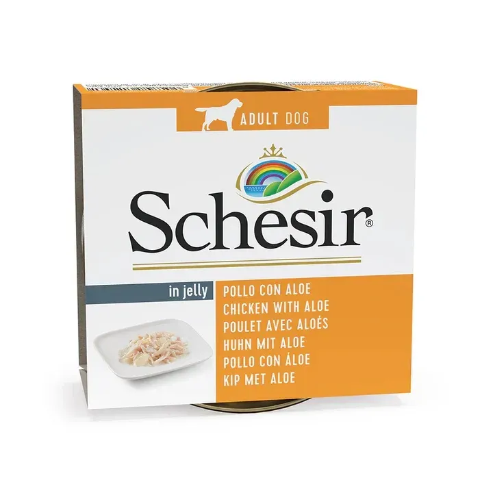 Hrana umeda caini, Schesir Dog Chicken Fillet with Aloe, 150 g