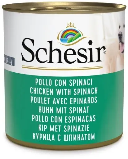 Hrana umeda caini, Schesir Dog Chicken with Spinach, 285 g