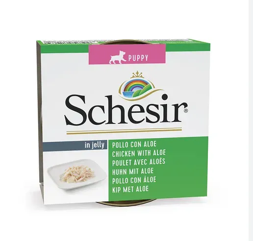 Hrana umeda caini, Schesir Dog Puppy Chicken with Aloe, 150 g