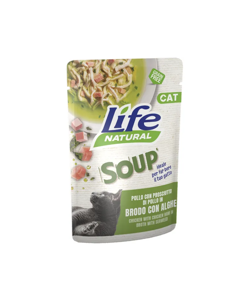 Hrana Umeda Pisici, Life Natural Adult Supa, Pui si Sunca, 60 g