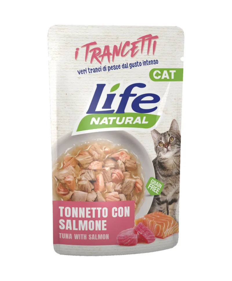 Hrana Umeda Pisici, Life Natural Adult, Ton si Somon Bucati, 55 g