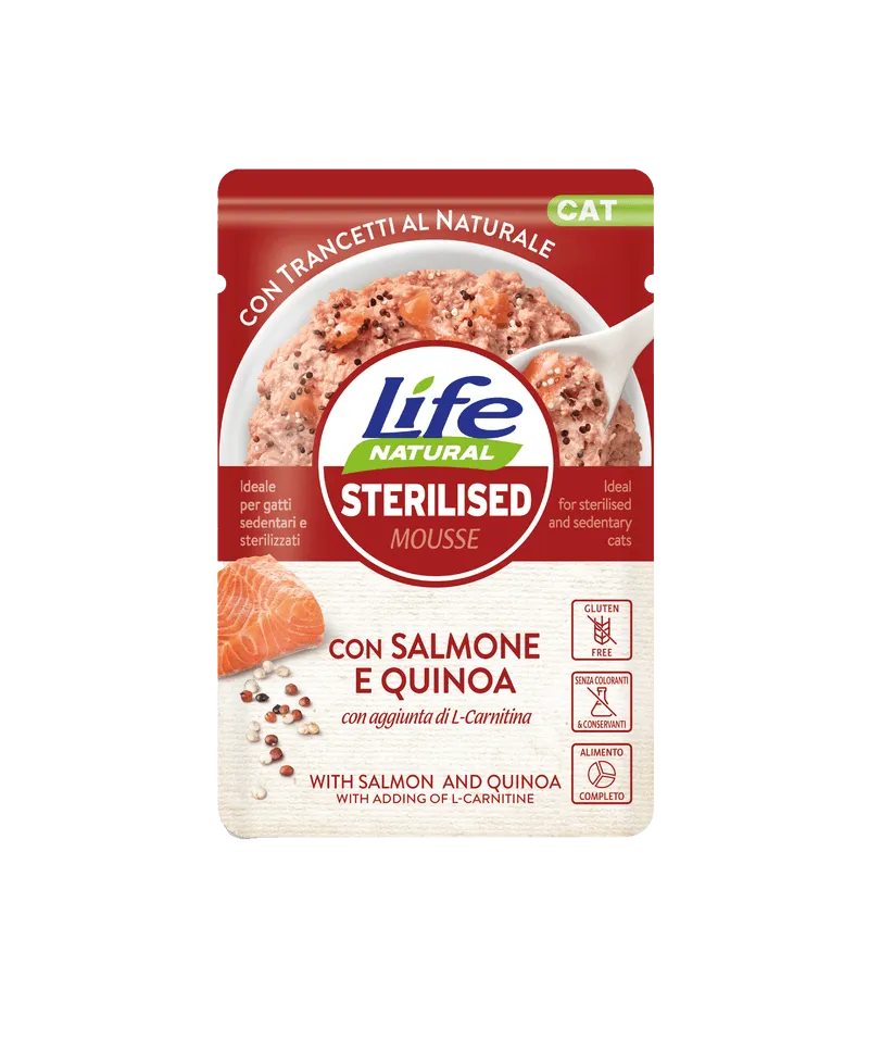 Hrana Umeda Pisici, Life Natural Sterilizat Mousse Somon si Quinoa, 70 g