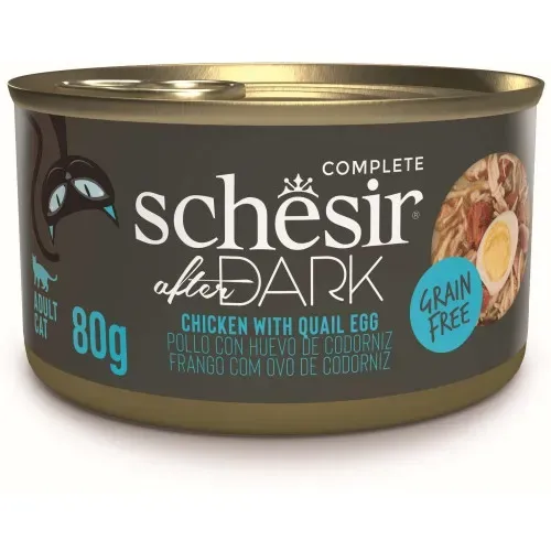 Hrana umeda pisici, Schesir After Dark Cat Wholefood Pui si Ou de Prepelita, 80 g