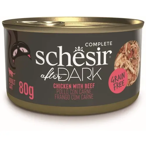 Hrana umeda pisici, Schesir After Dark Cat Wholefood Pui si Vita, 80 g
