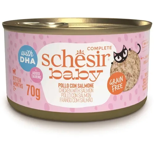 Hrana umeda pisici, Schesir Baby Cat Pui si Somon, 70 g