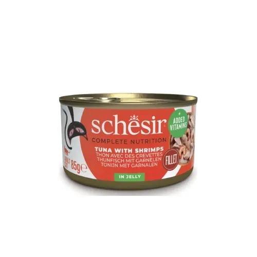 Hrana umeda pisici, Schesir, Ton si Creveti in jeleu, 85 g