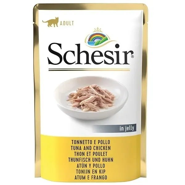 Hrana umeda pisici, Schesir, Ton si Pui in Jeleu, 85 g