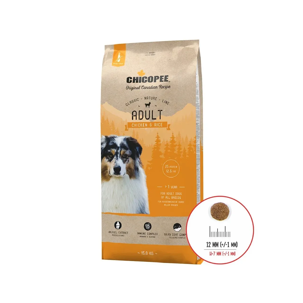 Hrana Uscata Caini, Chicopee Classic Nature Line, Adult, Chicken & Rice, 15 kg