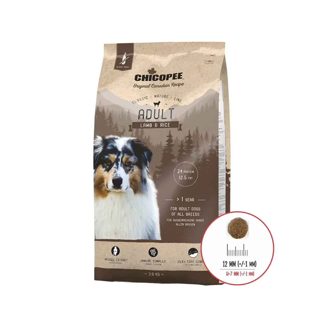 Hrana Uscata Caini, Chicopee Classic Nature Line, Adult, Lamb & Rice, 2 kg