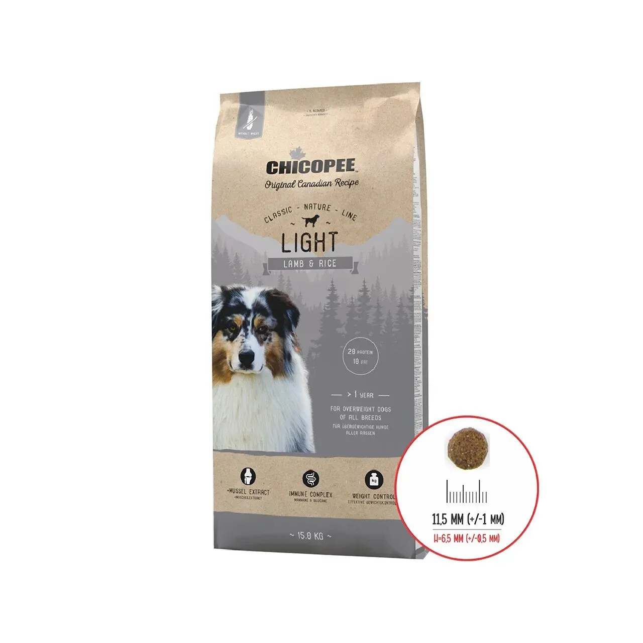 Hrana Uscata Caini, Chicopee Classic Nature Line, Light, Lamb & Rice, 15 kg