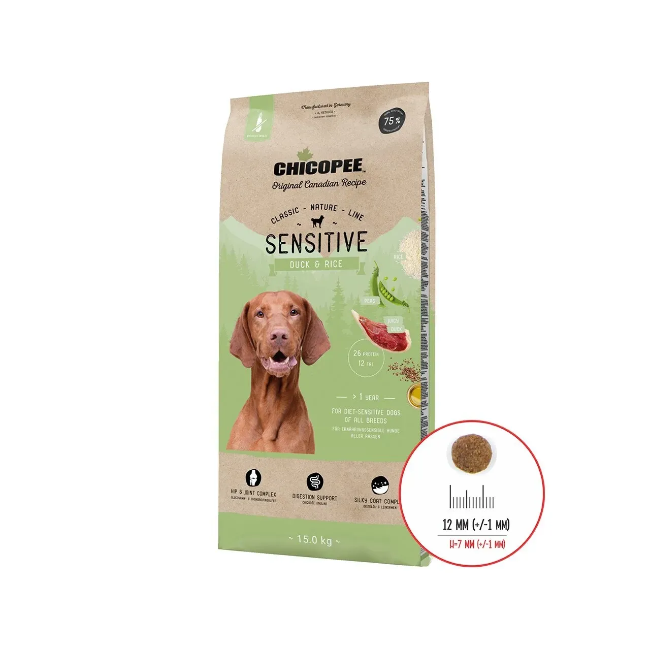 Hrana Uscata Caini, Chicopee Classic Nature Line, Sensitive, Duck & Rice, 15 kg