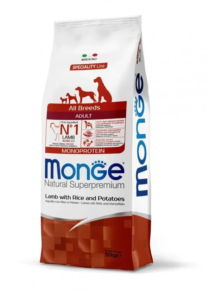 Hrana uscata caini, Monge Natural Superpremium Adult All Breeds, Miel & Orez, 12 kg