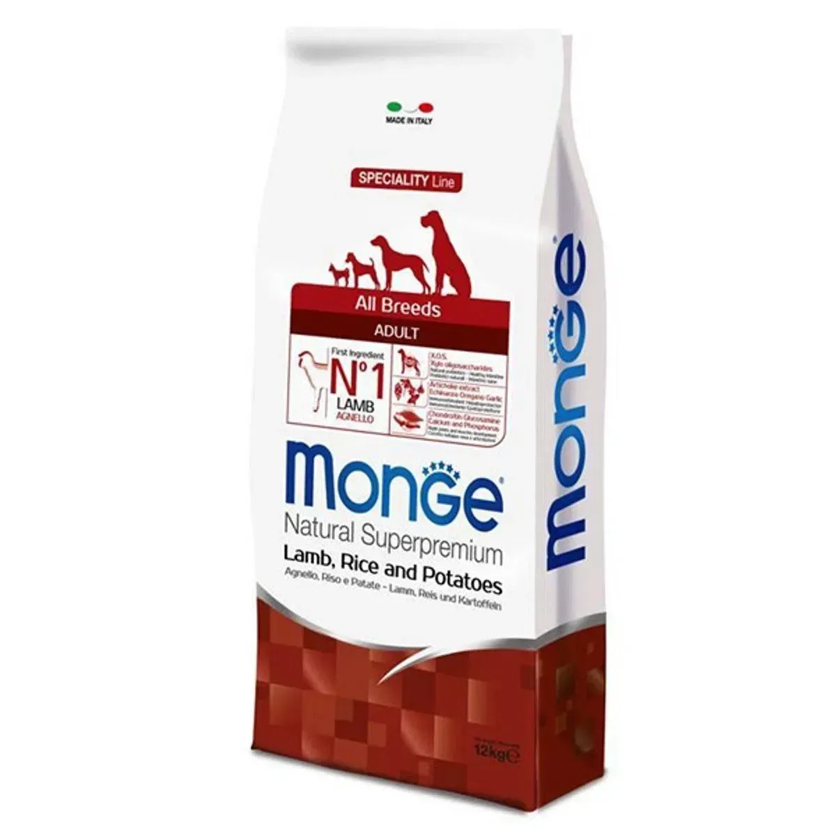 Hrana uscata caini, Monge Natural Superpremium All Breeds Adult, Miel, Orez & Cartofi, 12 kg