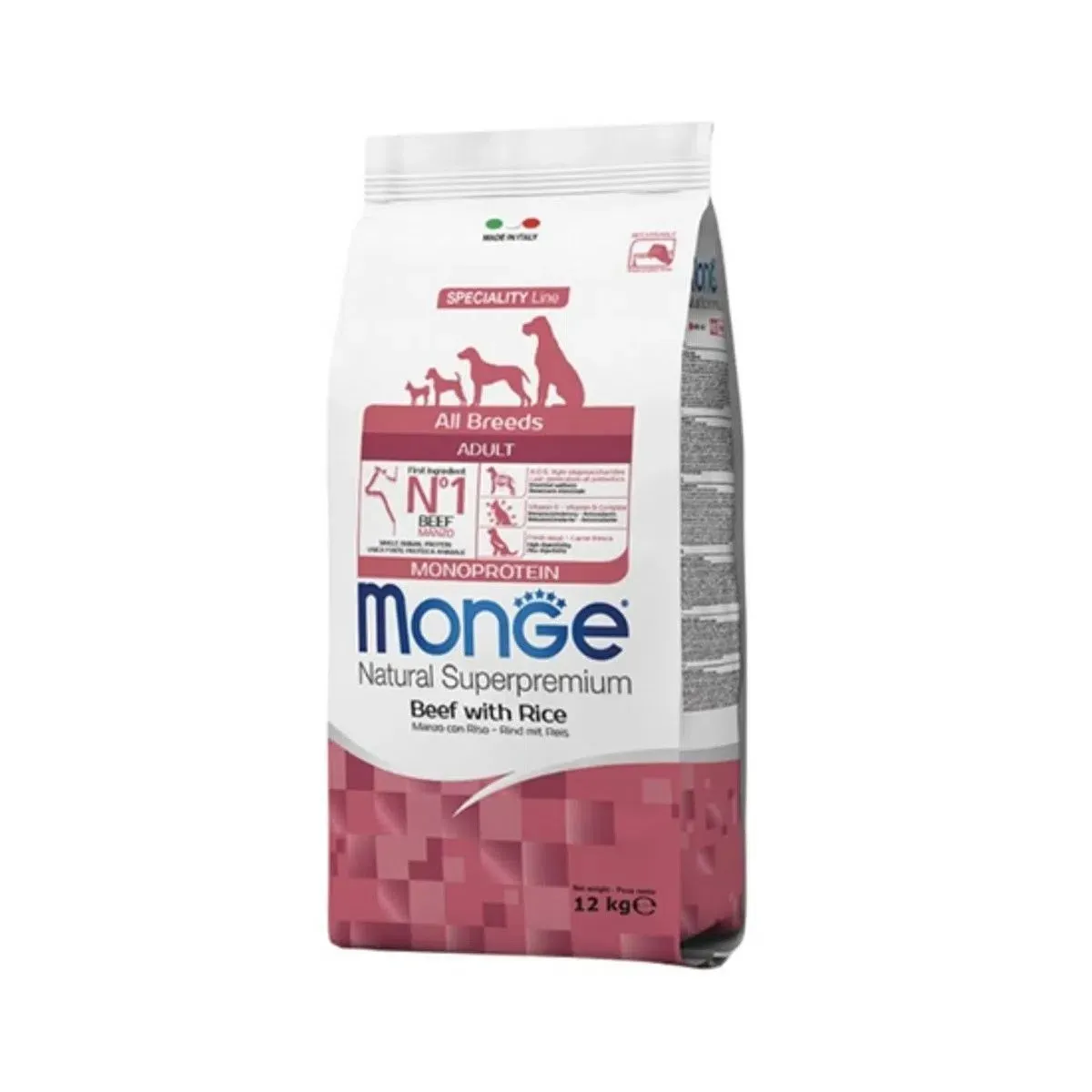 Hrana uscata caini, Monge Natural Superpremium All Breeds Adult Monoprotein, Vita & Orez, 12 kg