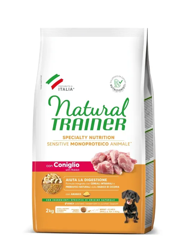 Hrana Uscata Caini, Natural Trainer, Dog Mini Adult Sensitive No Gluten, Iepure, 2 kg