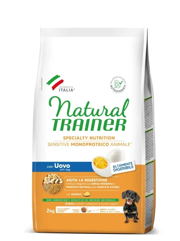 Hrana Uscata Caini, Natural Trainer, Sensitive No Gluten Mini & Toy Adult, Oua, 2 kg