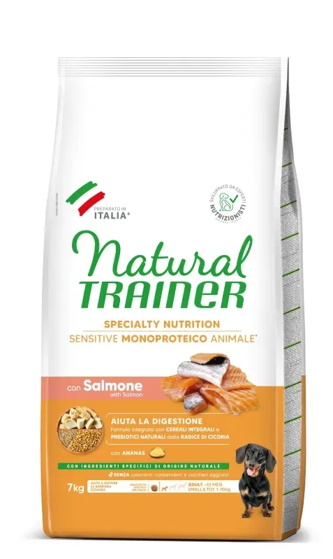 Hrana Uscata Caini, Natural Trainer, Sensitive No Gluten Mini & Toy Adult, Somon, 7 kg
