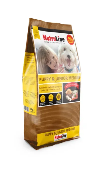 Hrana uscata caini, Nutraline Puppy & Junior Mediu, 3 kg