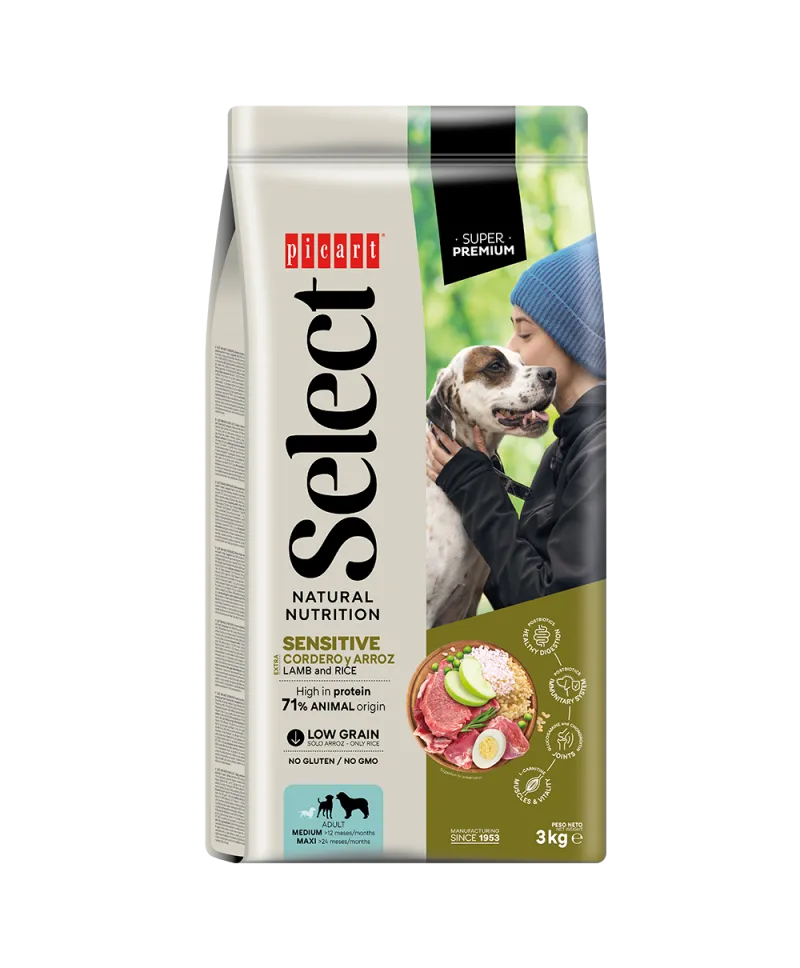 Hrana Uscata Caini Premium, Select Adult Sensitive, Miel si Orez, 12 kg