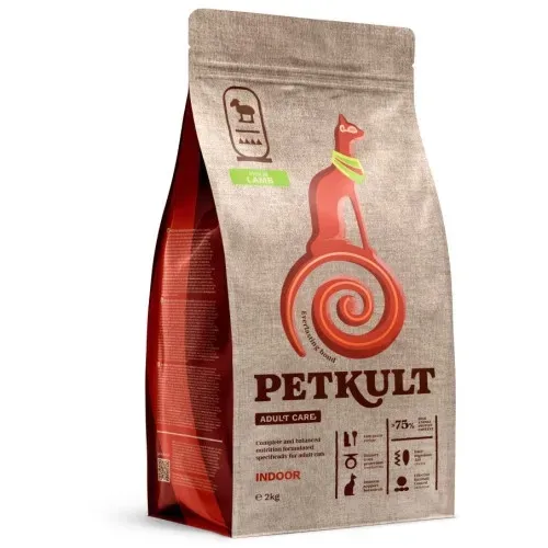 Hrana uscata Petkult Adult Care Indoor pentru pisici, cu continut ridicat de miel, 2 kg