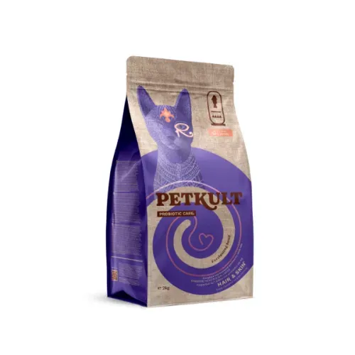 Hrana uscata Petkult Probiotic Care Hair & Skin Fresh pentru pisici, cu somon, 2 kg
