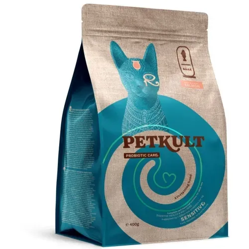Hrana uscata Petkult Probiotic Care Sensitive pentru pisici, cu somon, 400 g