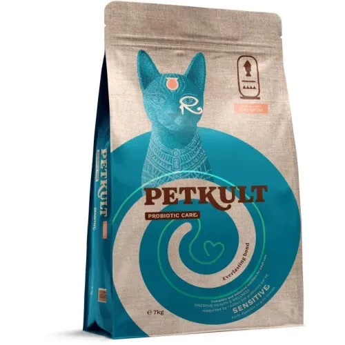 Hrana uscata Petkult Probiotic Care Sensitive pentru pisici, cu somon, 7 kg