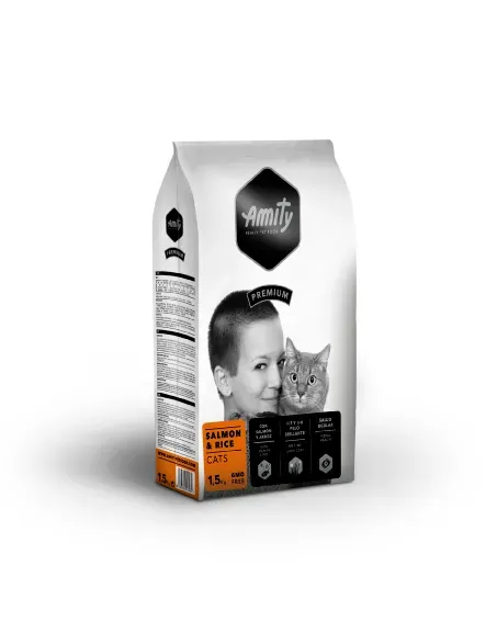 Hrana Uscata Pisici, Amity Premium Cats, Adult, Somon si Orez, 1.5 kg