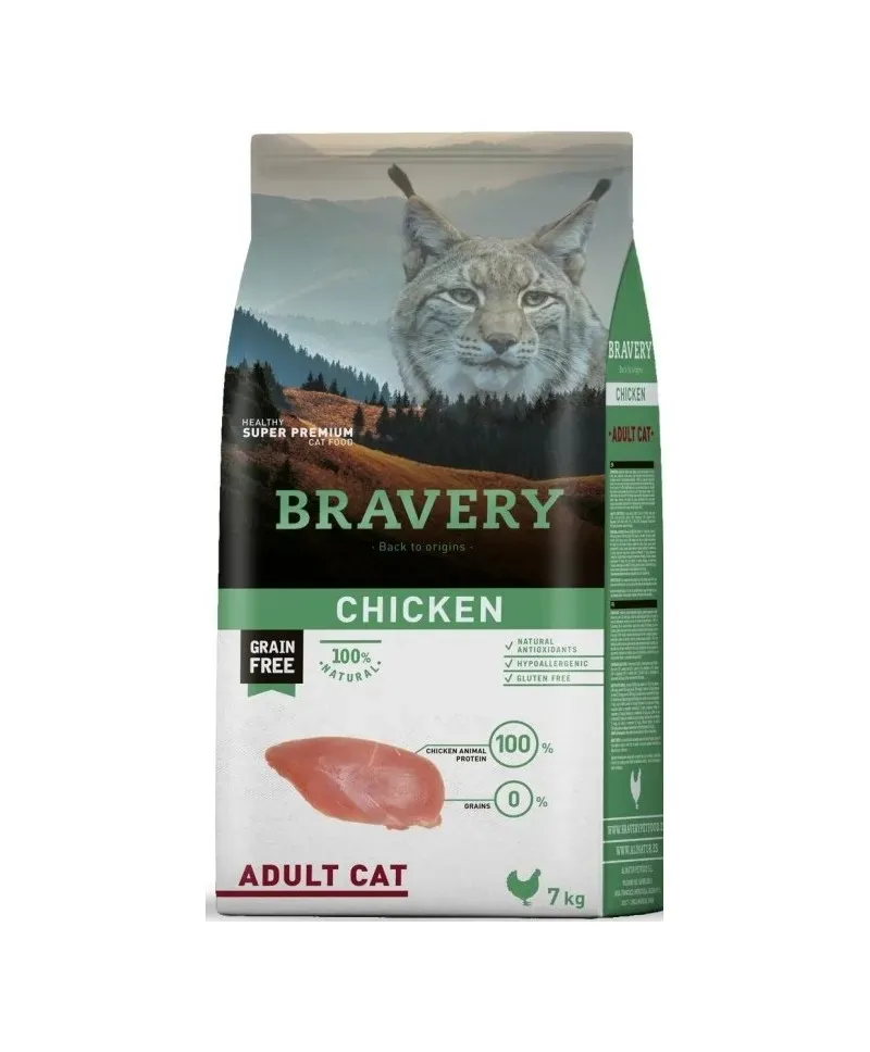 Hrana Uscata Pisici, Bravery Adult Cat, Pui, 7 kg
