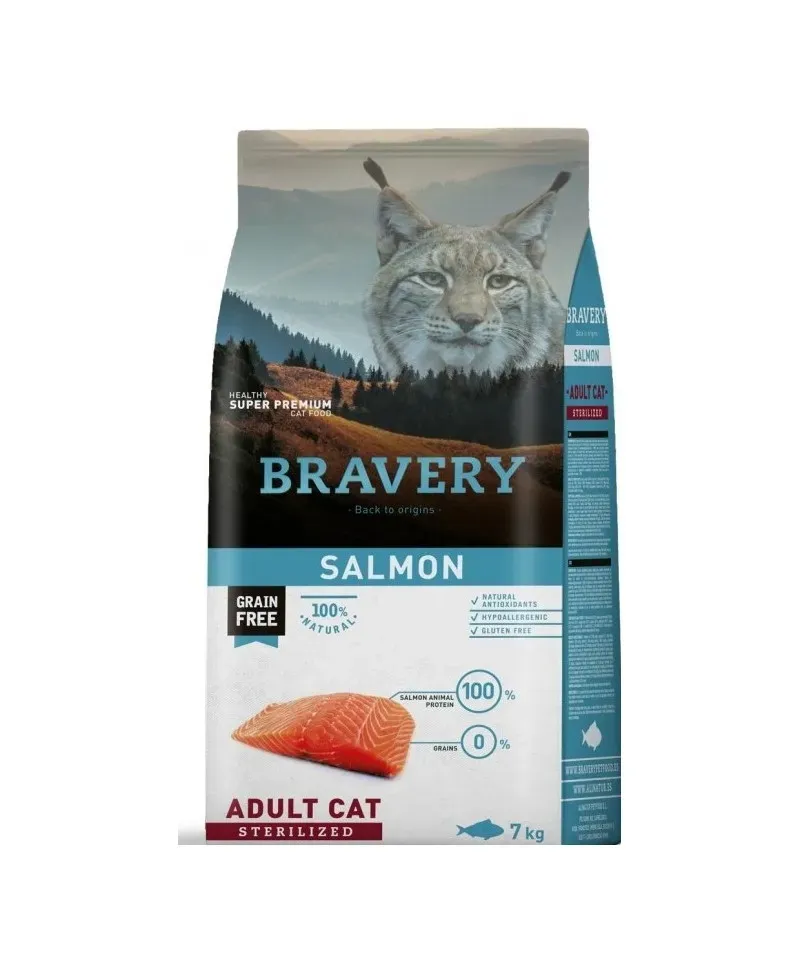 Hrana Uscata Pisici, Bravery Adult Cat Sterilised, Somon, 7 kg