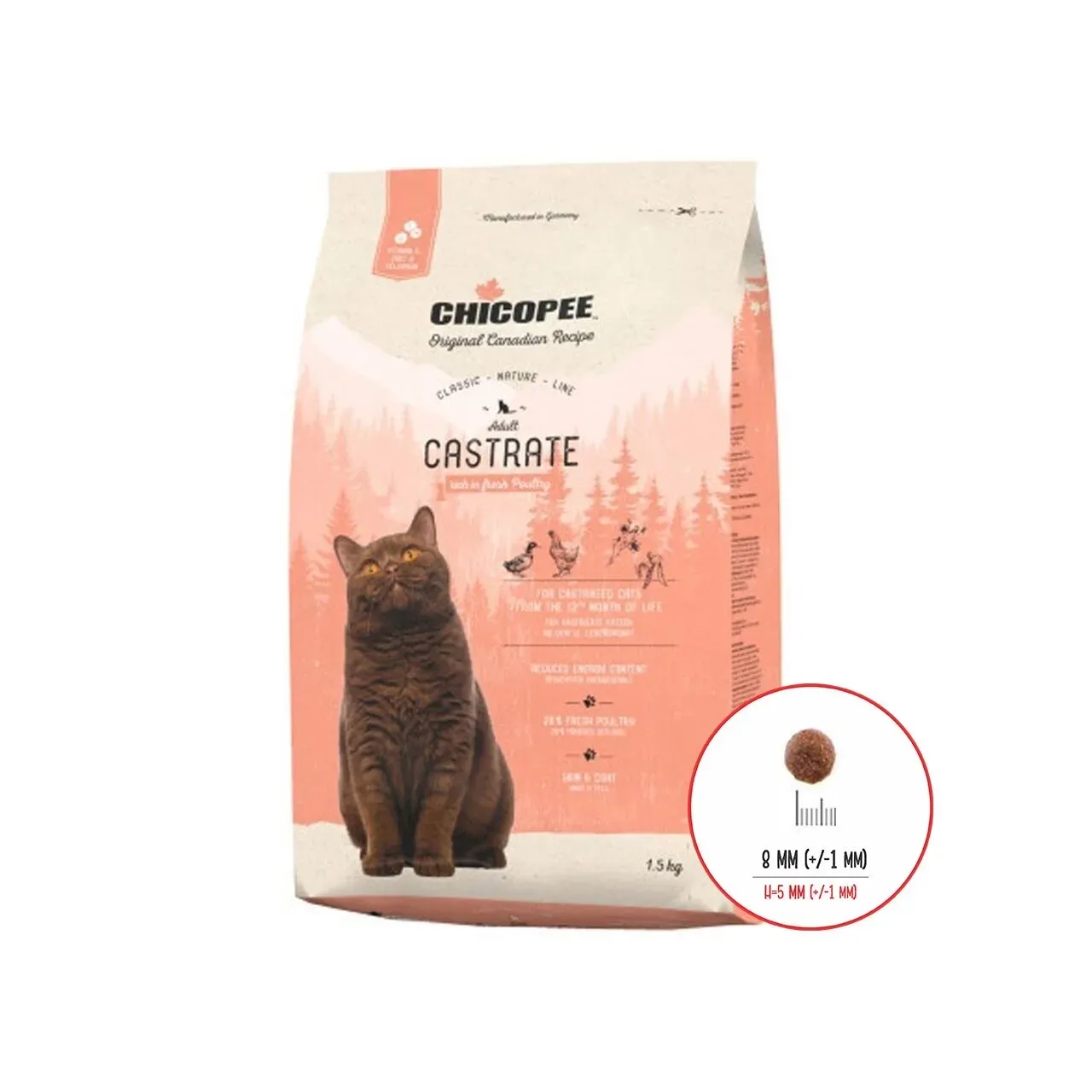 Hrana Uscata Pisici, Chicopee Classic Nature Line, Castrate, Poultry, 1.5 kg