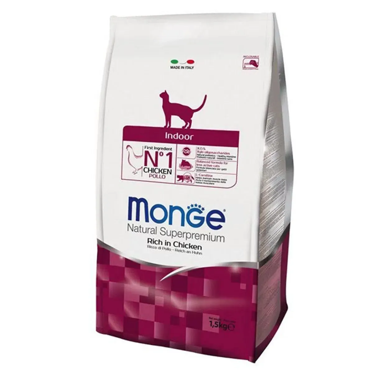 Hrana uscata pisici, Monge Natural Indoor, Pui, 1.5 kg