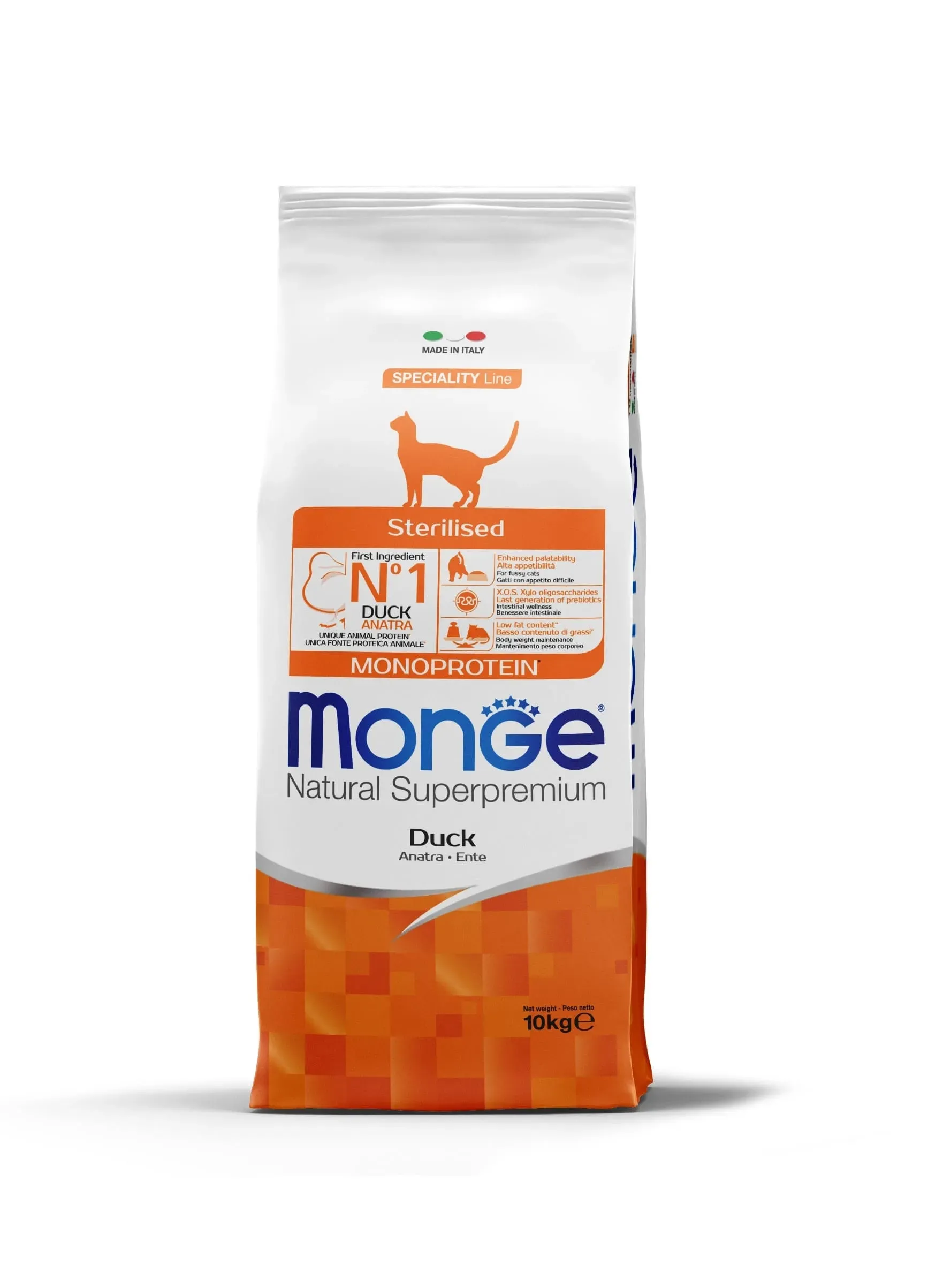 Hrana uscata pisici, Monge Natural Monoprotein Sterilised, Rata, 10 kg