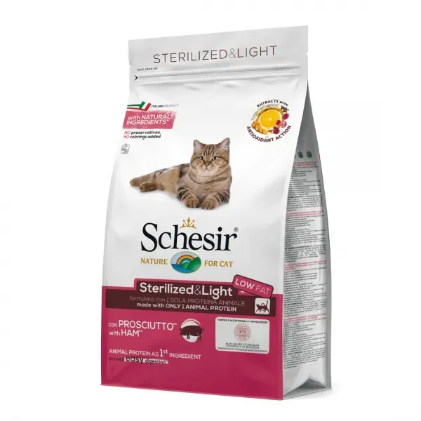 Hrana uscata pisici, Schesir Cat Sterilized Monoprotein Sunca, 400 g