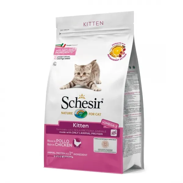 Hrana uscata pisici, Schesir Kitten Monoprotein Pui, 400 g