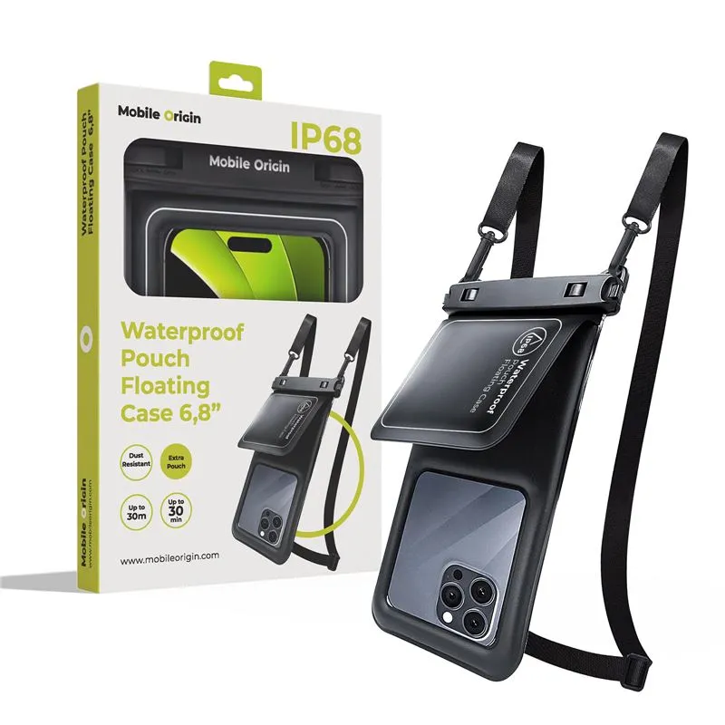 Husa de telefon rezistenta la apa pana la 30m adancime Mobile Origin, Compatibila cu telefoane cu diagonala  pana la 6.8 inch, Negru