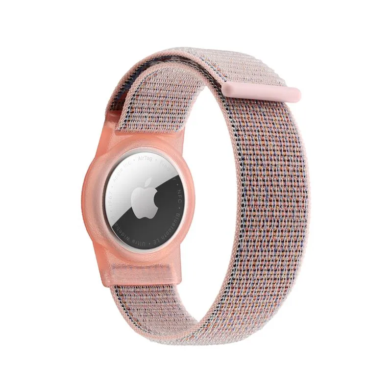 Husa si curea pentru copii Mobile Origin AirTag Strap compatibila cu Apple AirTag, Roz