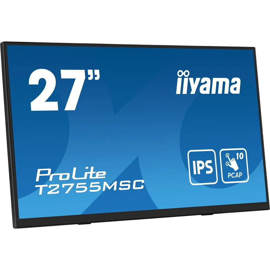 IIYAMA Monitor cu ecran tactil, IPS LED Iiyama ProLite T2755MSC-B1, 27 inch, 5 ms, 60 Hz, FullHD, HDMI, DisplayPort, Boxe, Touchscreen, Negru
