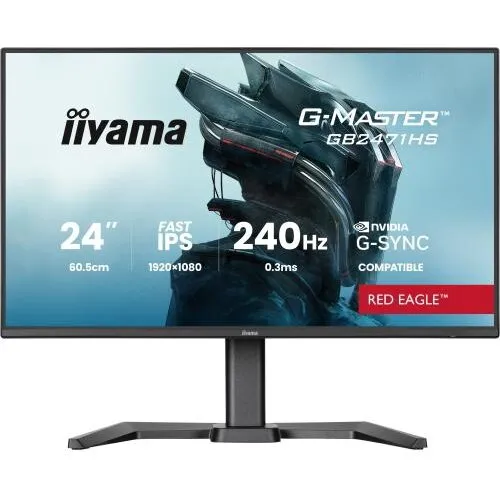 IIYAMA Monitor Gaming Fast IPS LED Iiyama GB2471HS-B1, 23.8 inch, Full HD (1920 x 1080), HDMI, DisplayPort, Boxe, Pivot, 240 Hz, 0.3 ms, Negru