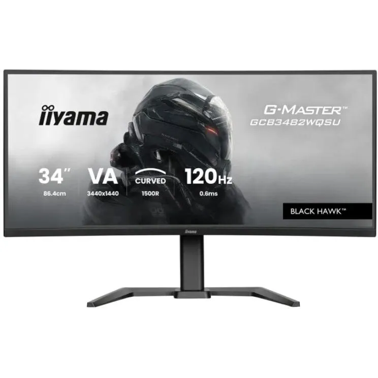 IIYAMA Monitor Gaming VA LED, Iiyama G-Master Black Hawk, 34 inch, UWQHD (3440 x 1440), HDMI, DisplayPort, Ecran curbat, Boxe, 120 Hz, 0.6 ms, Negru