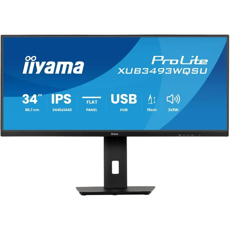IIYAMA Monitor IPS LED Iiyama ProLite XUB3493WQSU-B6, 34 inch, UWQHD (3440 x 1440), HDMI, DisplayPort, Boxe, 120 Hz, 1 ms, Negru