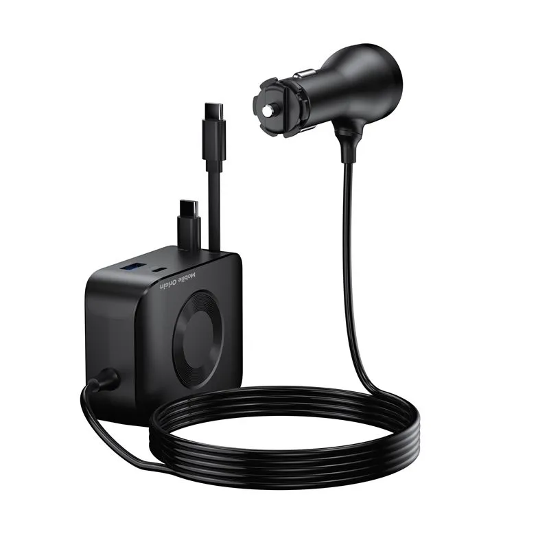 Incarcator auto Mobile Origin CA23, 2 x USB-A si 1 x USB-C, 2 x Cablu USB-C, 75W, 3A, Negru