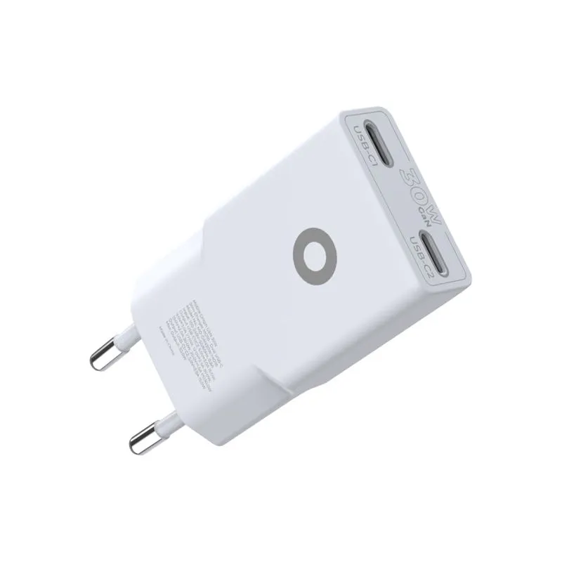 Incarcator retea GaN Mobile Origin Slim MO18, 2 x USB-C, 30W, Alb