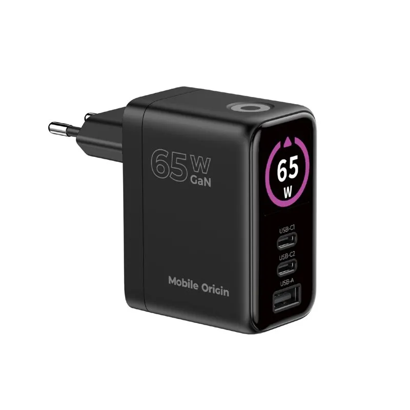 Incarcator retea Mobile Origin, 65W, 3A, 2xUSB-C, 1xUSB-A, Negru