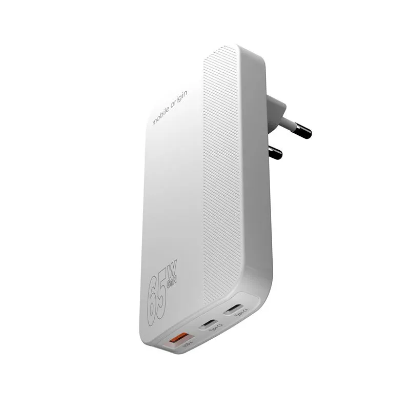 Incarcator retea Mobile Origin GaN 3, USB, 2x USB-C, 65W, Design slim, Alb
