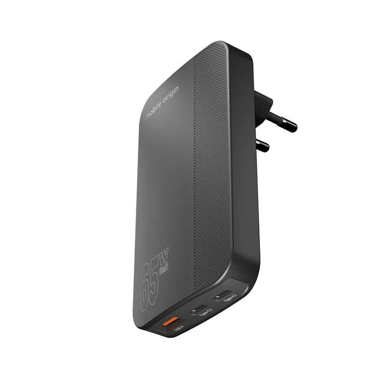 Incarcator retea Mobile Origin GaN 3, USB, 2x USB-C, 65W, Design slim, Negru