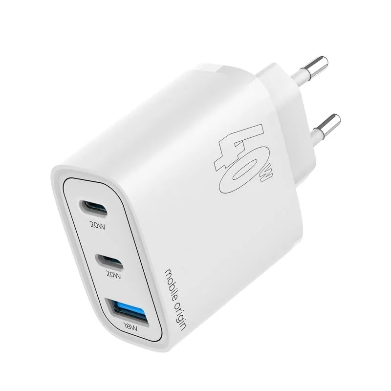 Incarcator retea Mobile Origin MO13, GaN, USB, 2x USB-C, 40W, Alb